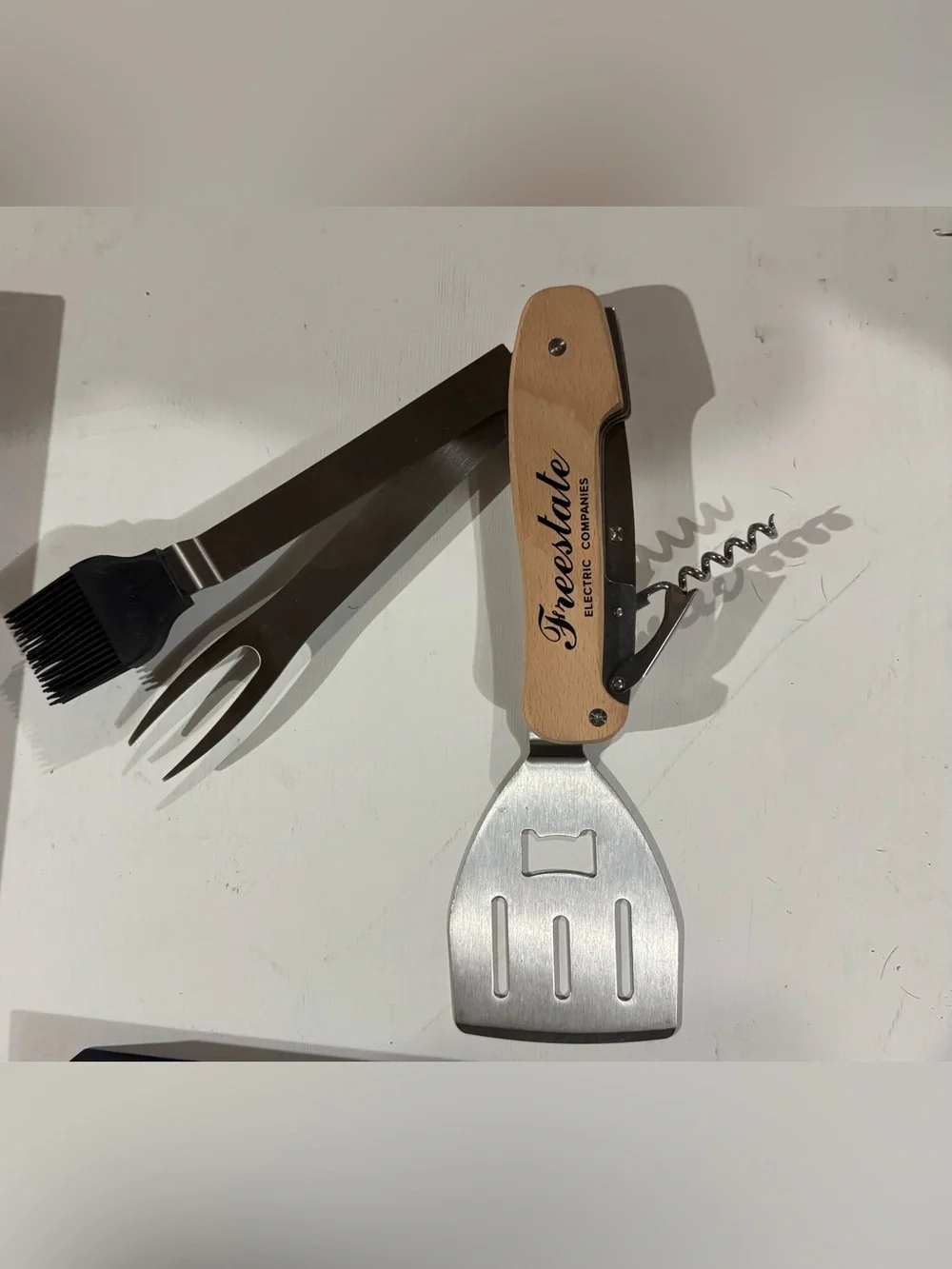 Branded Wooden Multi-Tool - Natural Wood for Cooking and Grilling